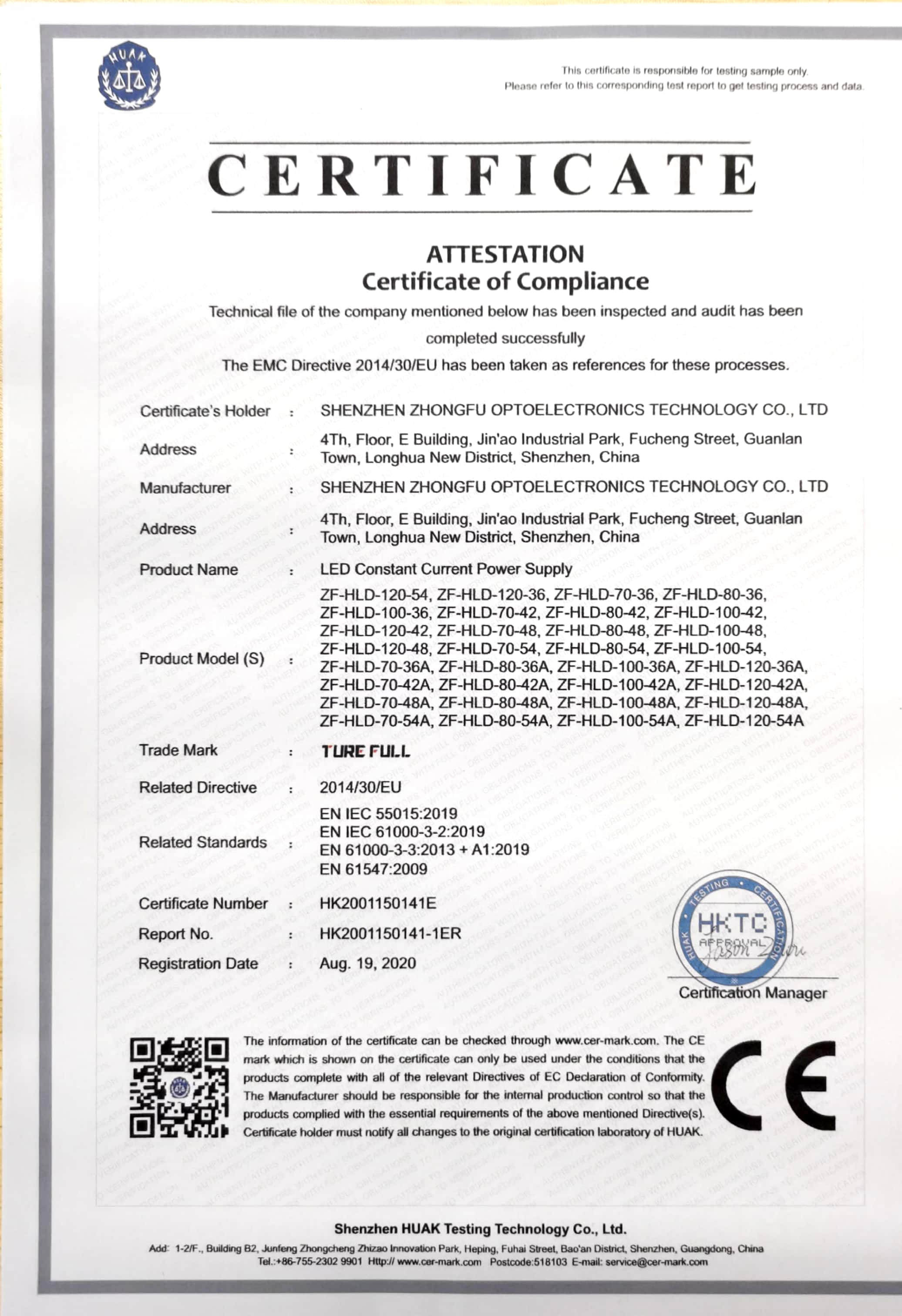 70-120W  Certification