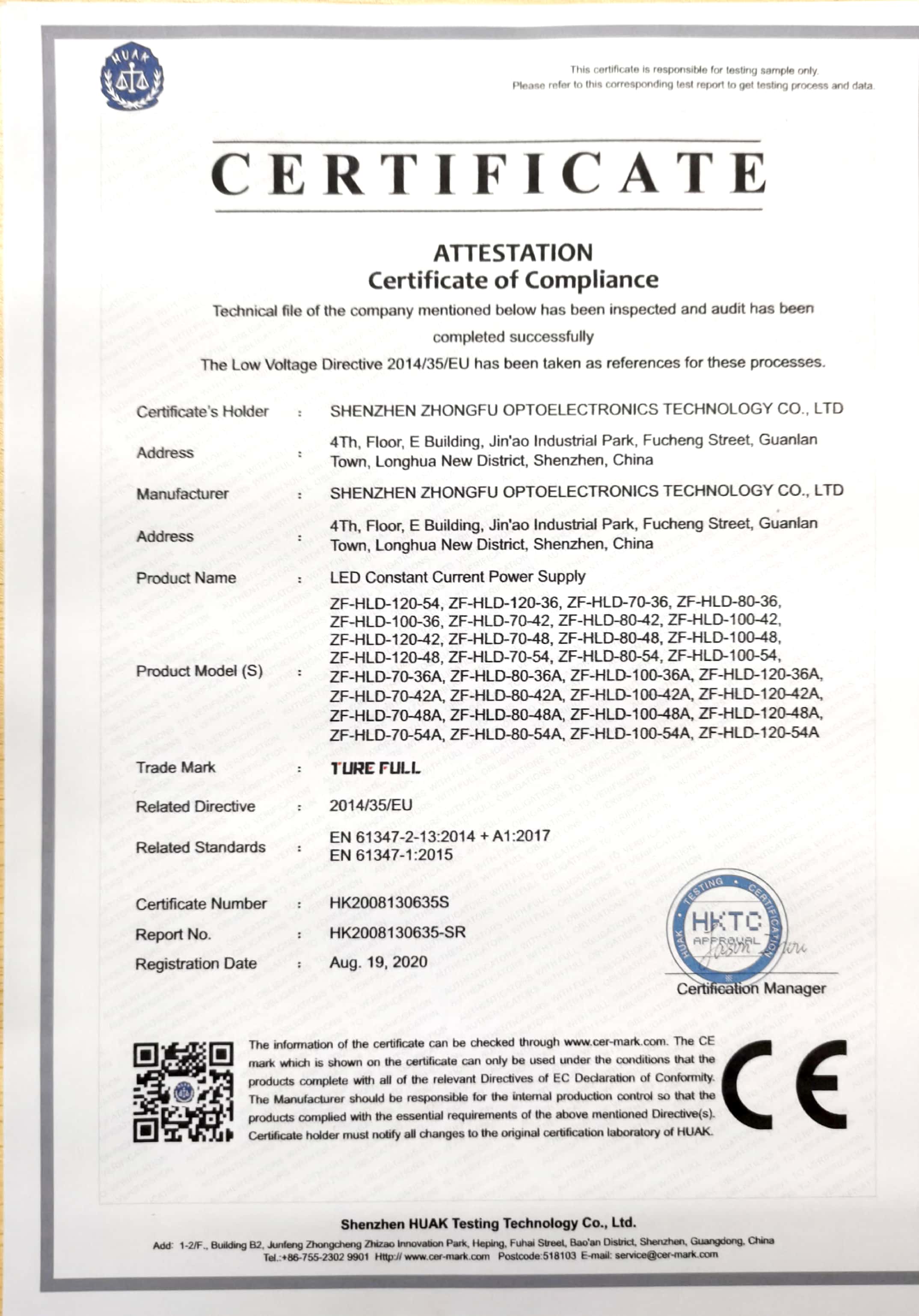 70-120W  Certification