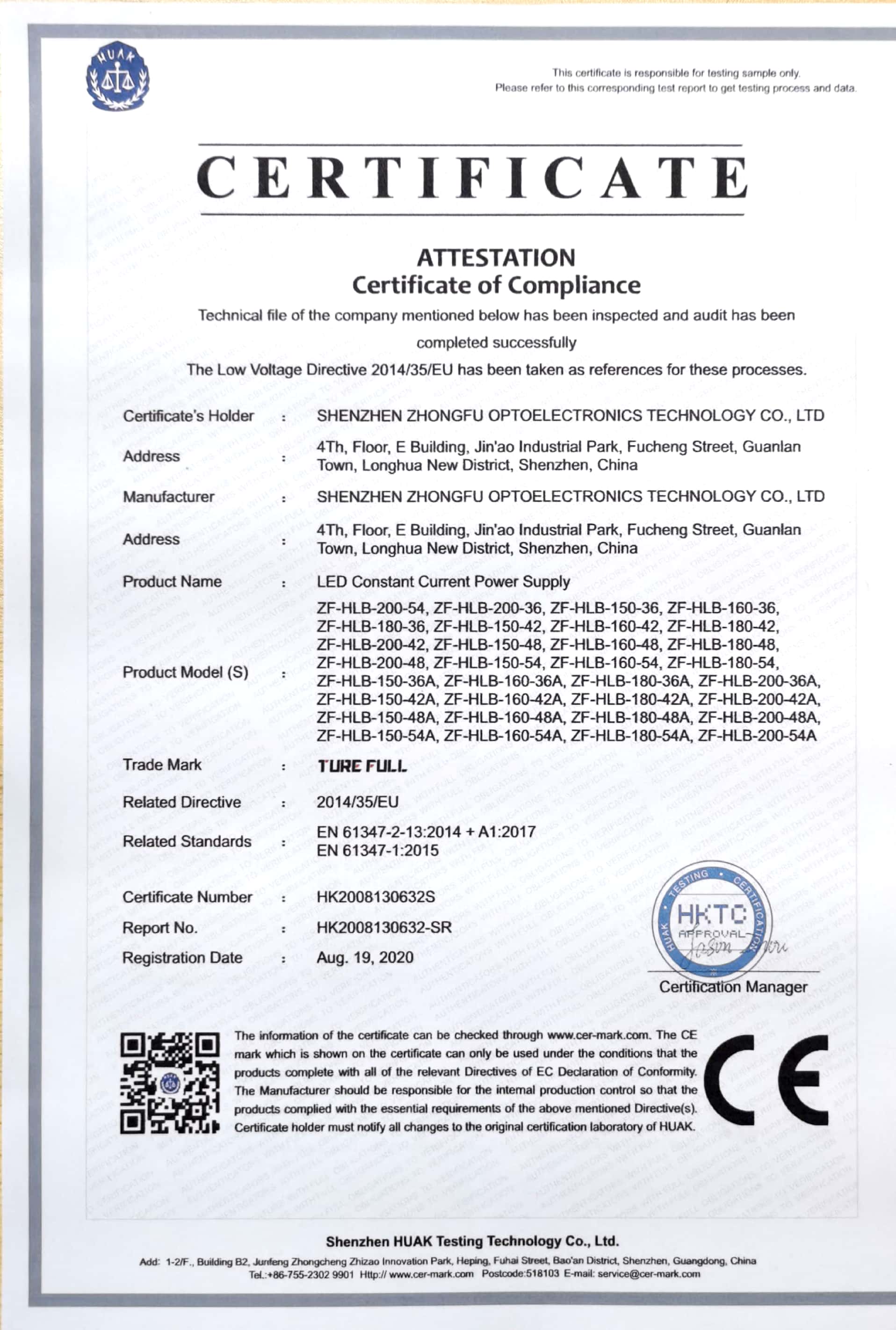 150W-200W  CE  Certification